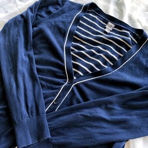 Navy/White Striped Back Cardigan • L • JcPenney